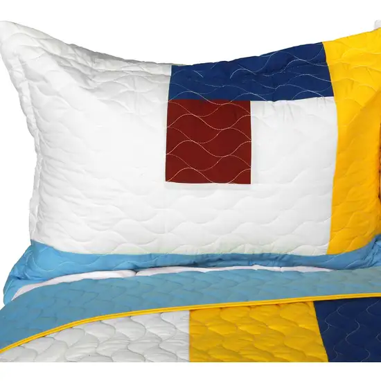 Timeless - B -  Vermicelli-Quilted Patchwork Geometric Quilt Set Full/Queen Photo 2