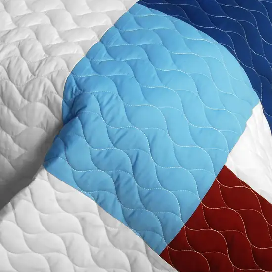 Timeless - B -  Vermicelli-Quilted Patchwork Geometric Quilt Set Full/Queen Photo 4