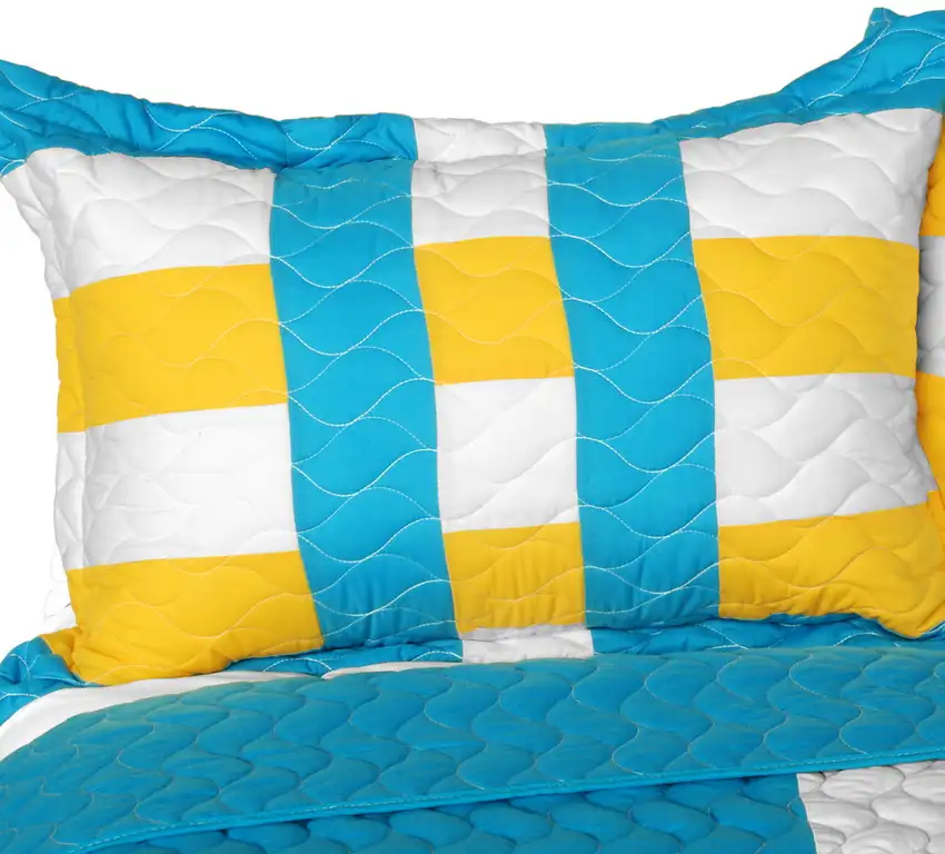 Tower Vienna -  Vermicelli-Quilted Patchwork Geometric Quilt Set Full/Queen Photo 2