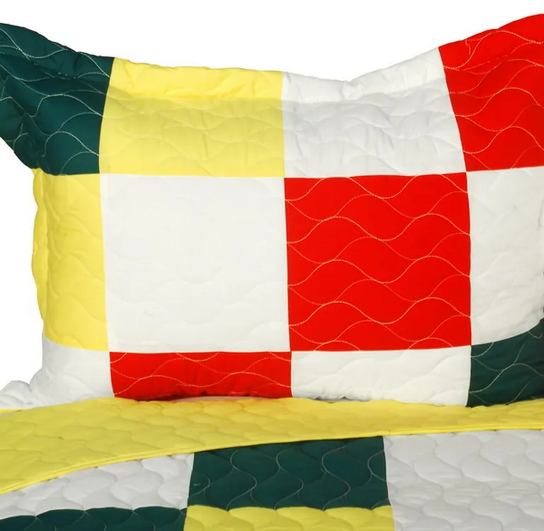 Toy Paradise - 3PC Vermicelli-Quilted Patchwork Quilt Set (Full/Queen Size) Photo 2