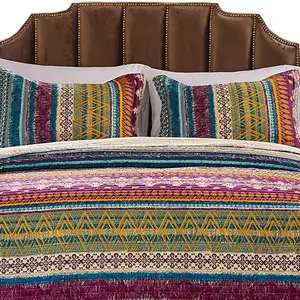 Photo of Tribal Motif Print Cotton Twin Quilt Set with 1 Pillow Sham