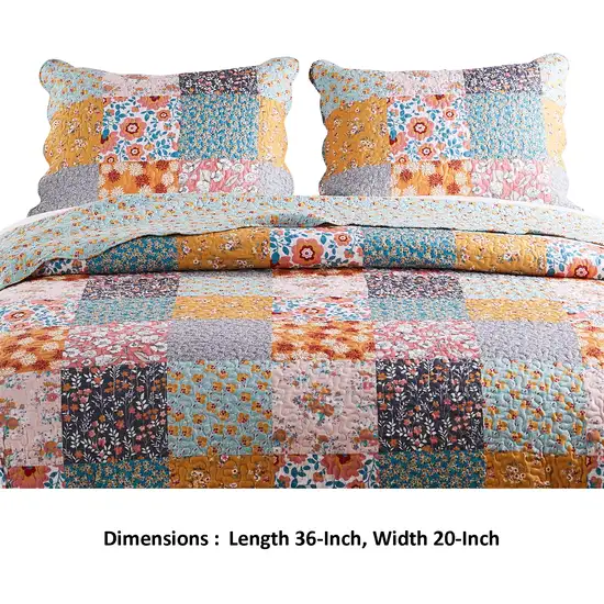 Turin 36 Inch King Pillow Sham, Patchwork Floral Print, Soft Microfiber Photo 5