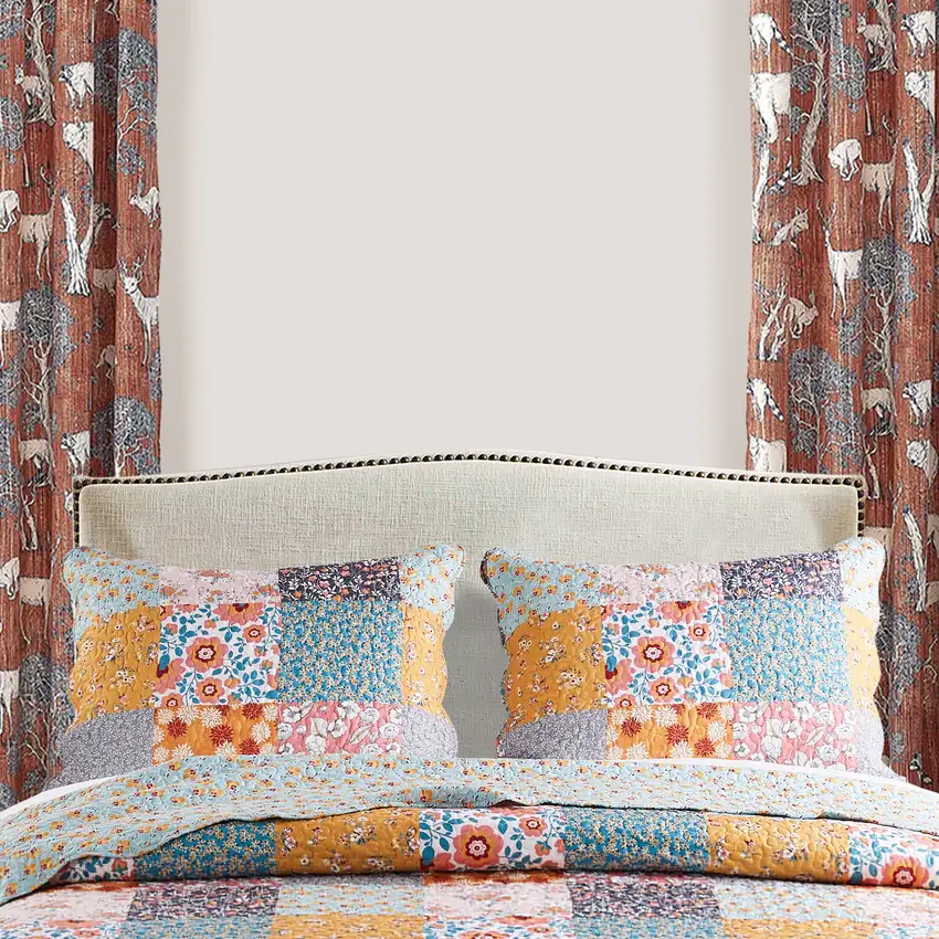 Turin 36 Inch King Pillow Sham, Patchwork Floral Print, Soft Microfiber Photo 6