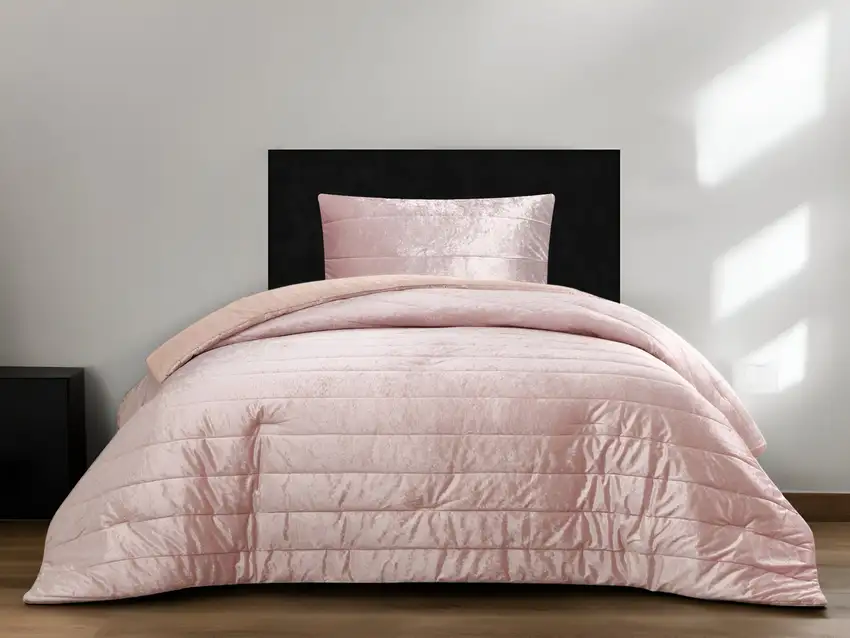 Blush Twin Polyester 180 Thread Count Washable Down Comforter Set Photo 1