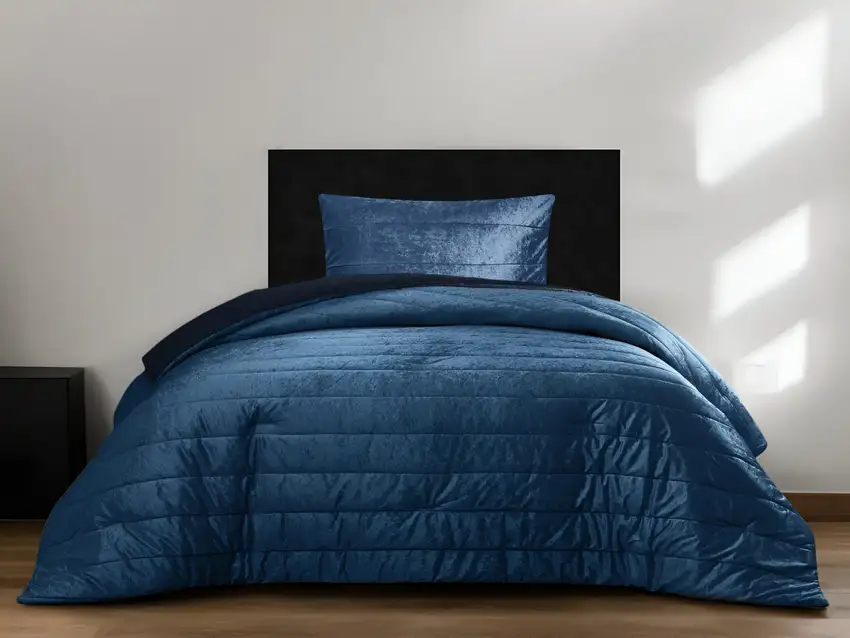 Navy Blue Twin Polyester 180 Thread Count Washable Down Comforter Set Photo 1