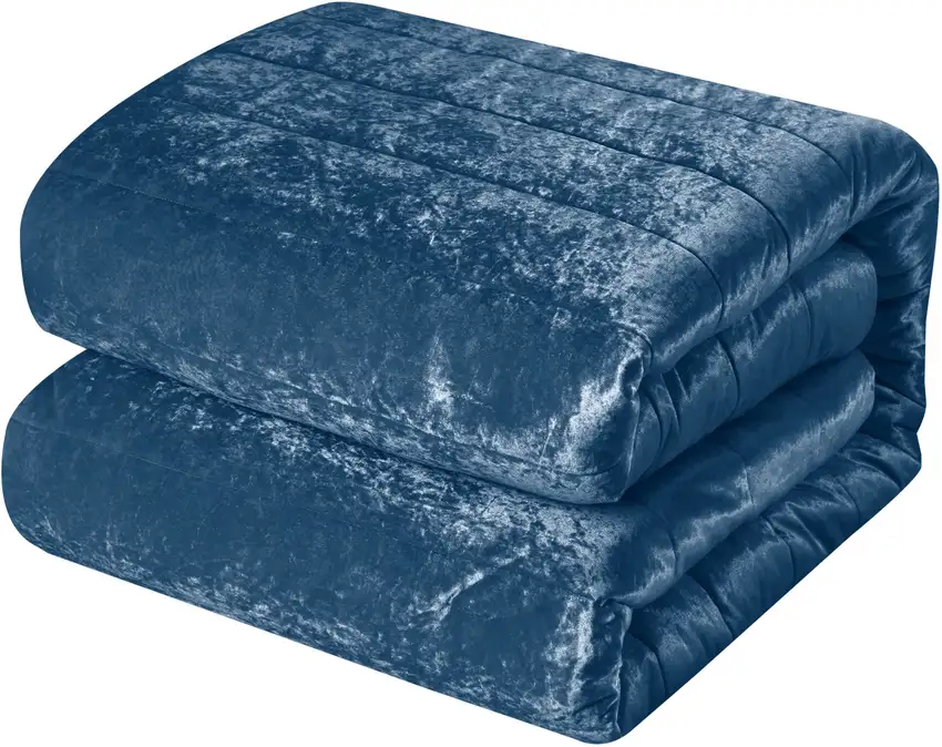 Navy Blue Twin Polyester 180 Thread Count Washable Down Comforter Set Photo 5