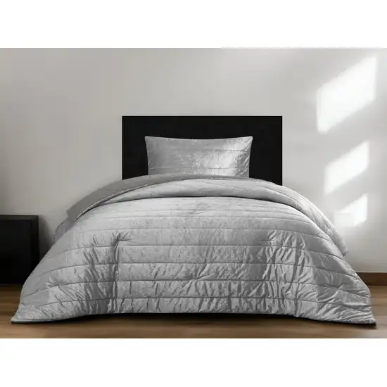 Silver Twin Polyester 180 Thread Count Washable Down Comforter Set Photo 2