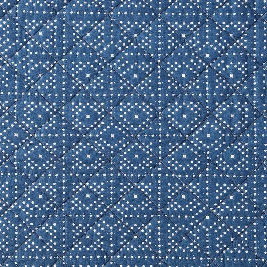 Twin Size Blue White Dots and Stripes 100-Percent Cotton Reversible Quilt Set Photo 3
