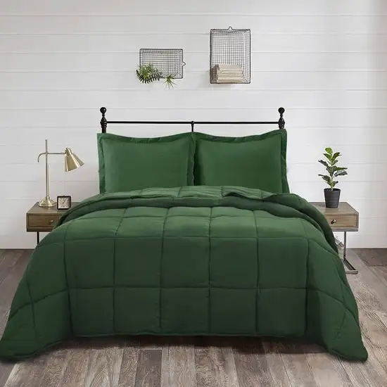Twin Size Green 3 Piece Microfiber Reversible Comforter Set Photo 1