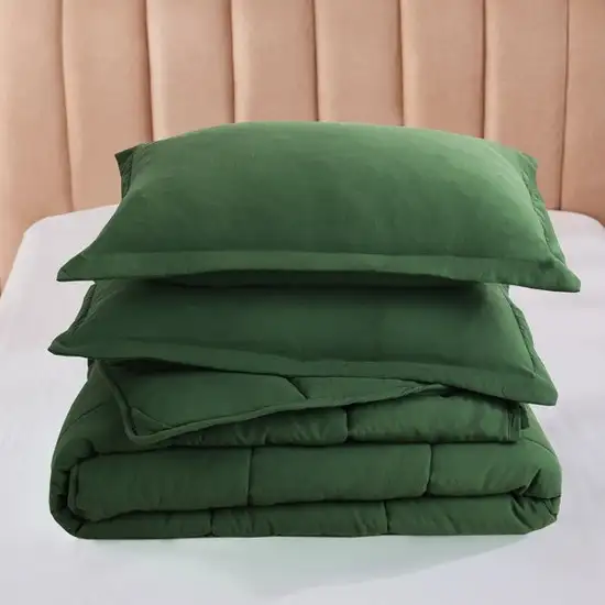 Twin Size Green 3 Piece Microfiber Reversible Comforter Set Photo 5