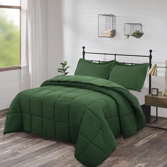 Twin Size Green 3 Piece Microfiber Reversible Comforter Set Photo 2