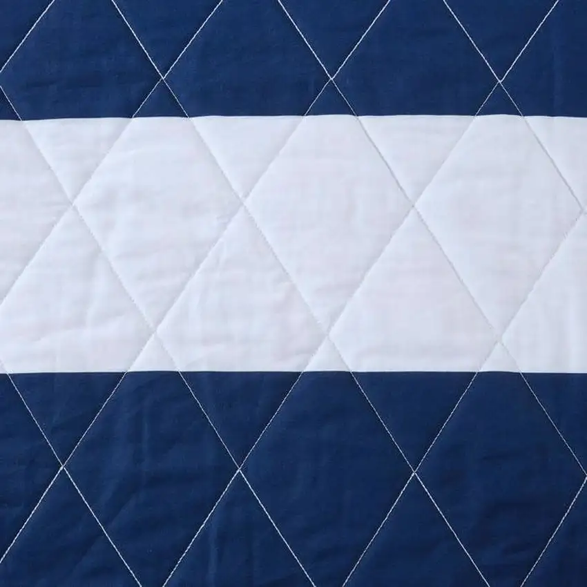 Twin Size 2 Piece Coastal Reversible Navy Blue White Sharks Cotton Quilt Set Photo 4