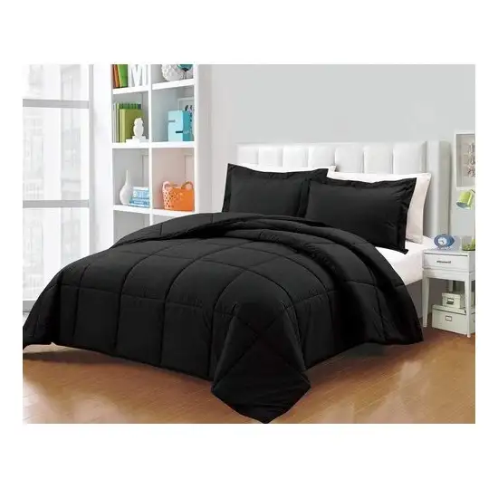 Twin Size Reversible Microfiber Down Alternative Comforter Set in Black Photo 2