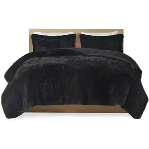 Photo of Soft Sherpa Faux Fur 2-Piece Comforter Set with Shams