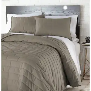 Photo of Twin/Twin XL Modern Brick Stitch Microfiber Reversible 2 Piece Comforter Set