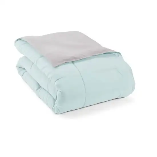 Twin/Twin XL 2-Piece Microfiber Reversible Comforter Set Aqua Blue and Grey Photo 4