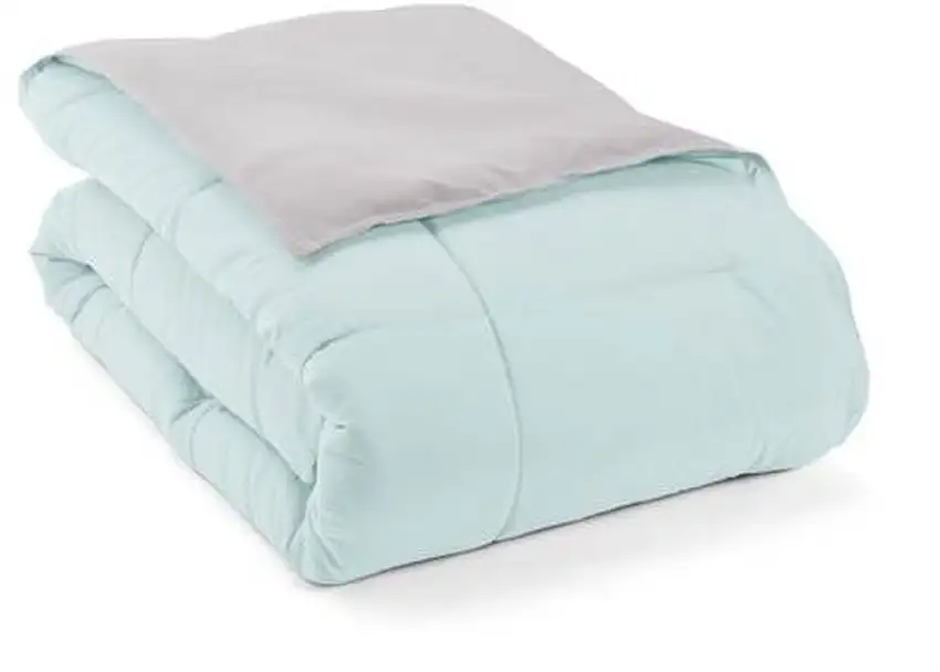 Twin/Twin XL 2-Piece Microfiber Reversible Comforter Set Aqua Blue and Grey Photo 4