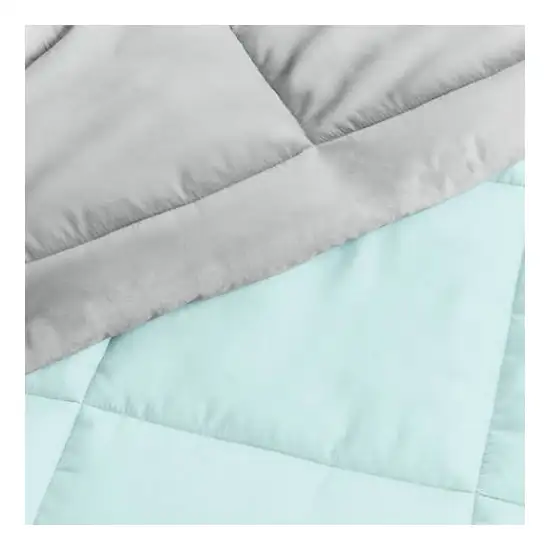 Twin/Twin XL 2-Piece Microfiber Reversible Comforter Set Aqua Blue and Grey Photo 5