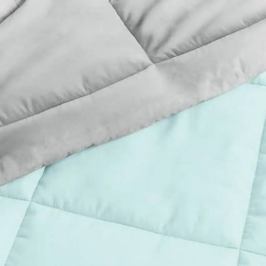 Twin/Twin XL 2-Piece Microfiber Reversible Comforter Set Aqua Blue and Grey Photo 5