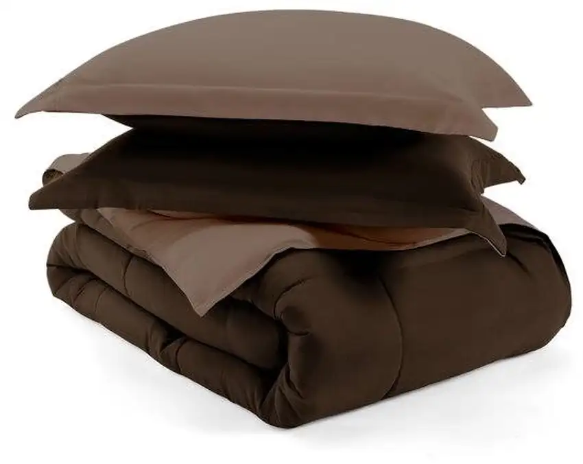 Twin/Twin XL 2-Piece Reversible Microfiber Comforter Set in Taupe Brown Photo 5