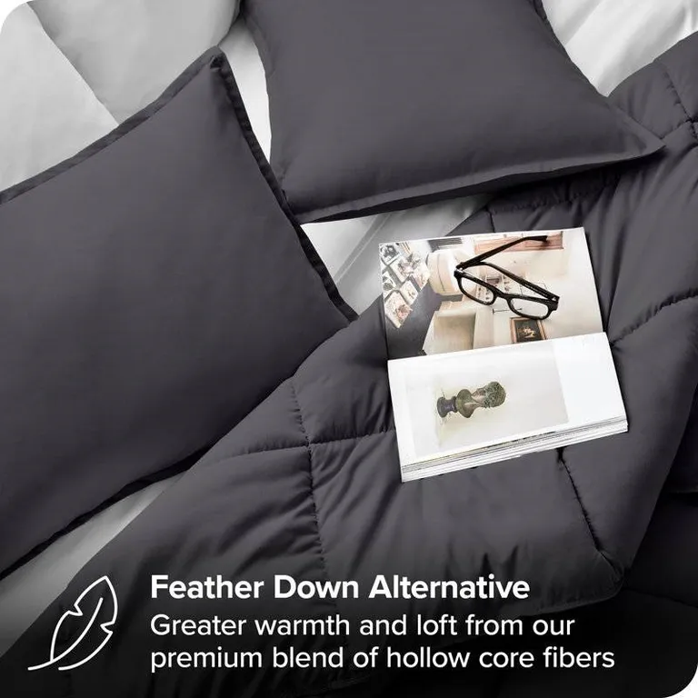 Twin/Twin XL Size All Season Super Soft Down Alternative Comforter Set Grey Photo 4
