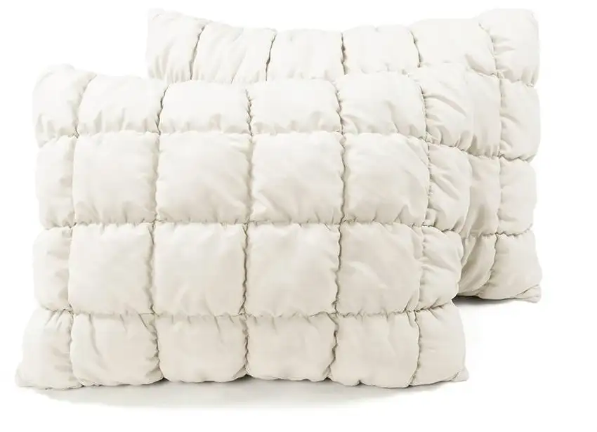 Twin/XL Soft Lightweight Puff Textured 2-Piece Comforter Set in Off White Photo 6