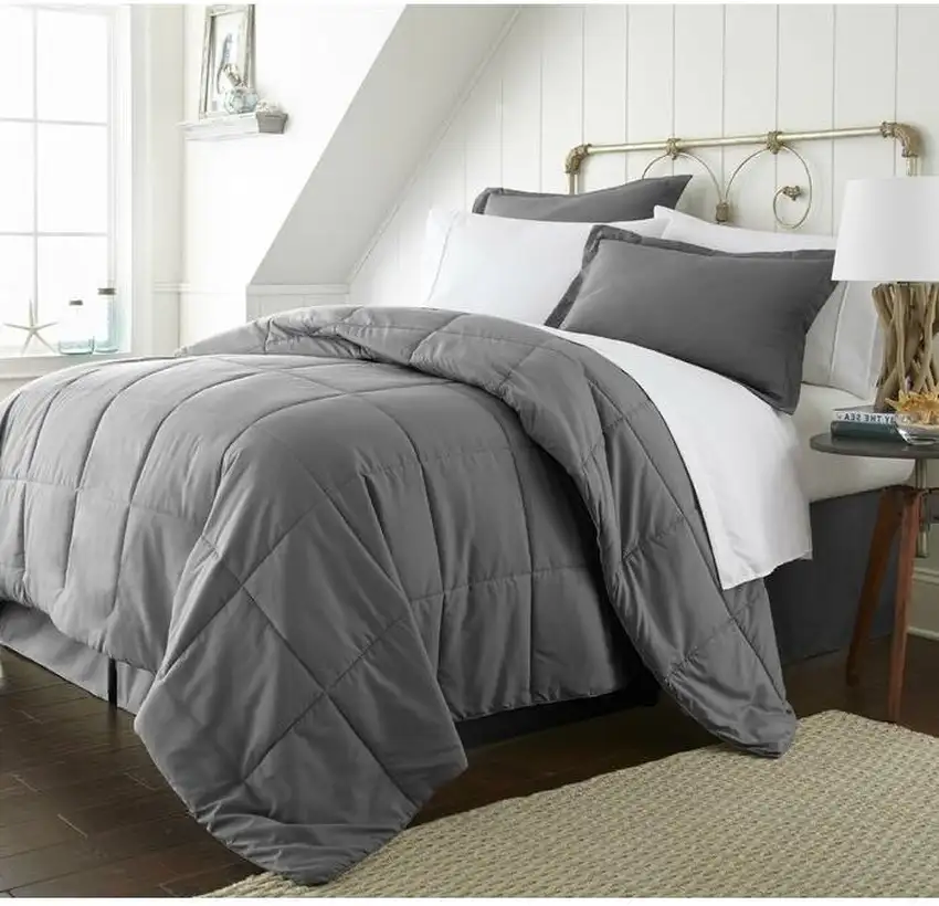 Twin XL size 6-Piece Microfiber Reversible Bed-in-a-Bag Comforter Set in Grey Photo 2