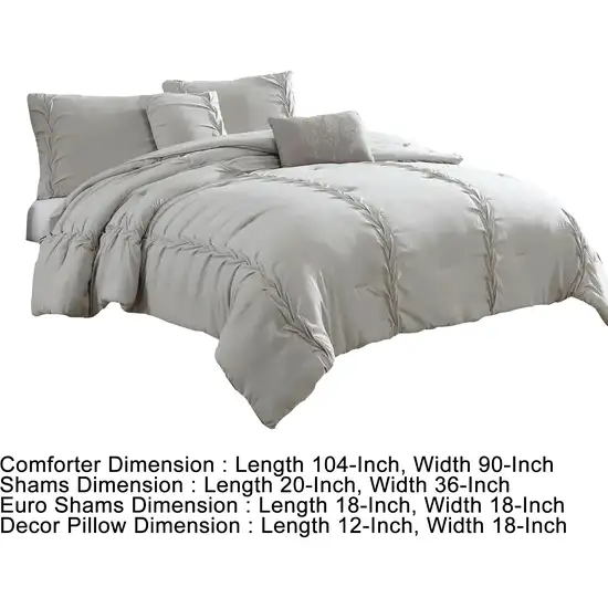 Tyler 8 Piece Puckered King Size Comforter Set, The Urban Port, Light Gray Photo 5