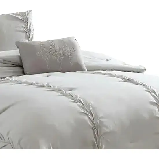 Tyler 8 Piece Puckered Queen Size Comforter Set, The Urban Port Photo 3