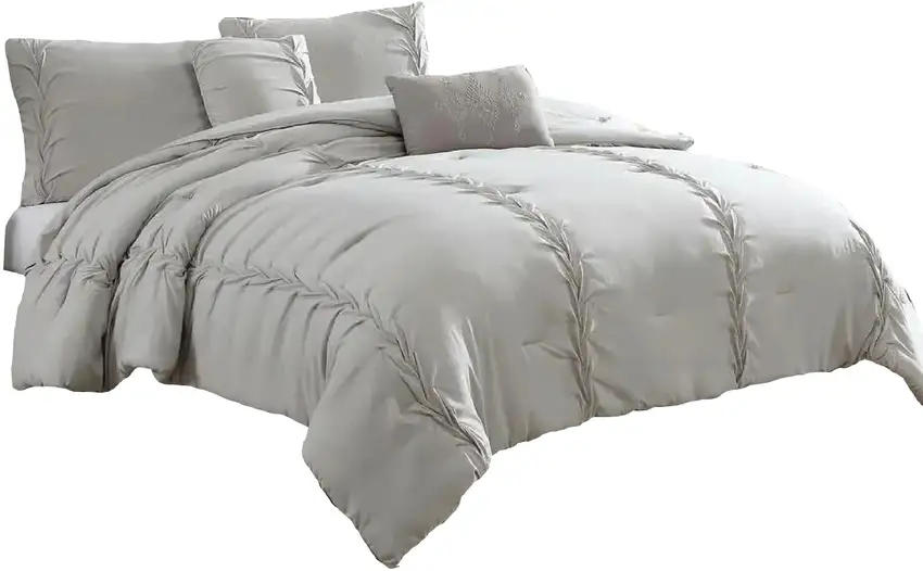 Tyler 8 Piece Puckered Queen Size Comforter Set, The Urban Port Photo 1
