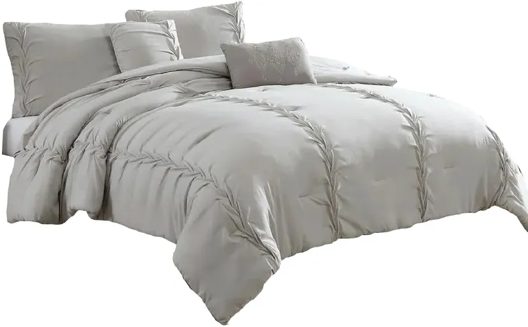 Tyler 8 Piece Puckered Queen Size Comforter Set, The Urban Port Photo 1