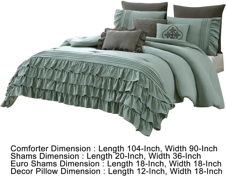 Tyler 8 Piece Ruffled King Size Comforter Set, The Urban Port Photo 5
