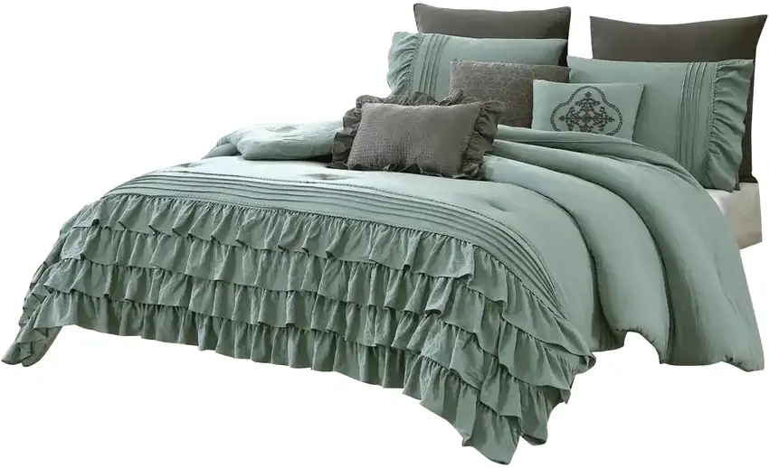 Tyler 8 Piece Ruffled King Size Comforter Set, The Urban Port Photo 1