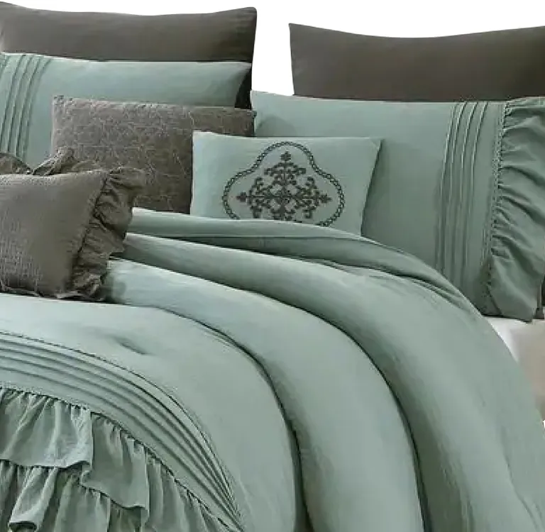 Tyler 8 Piece Ruffled King Size Comforter Set, The Urban Port Photo 2