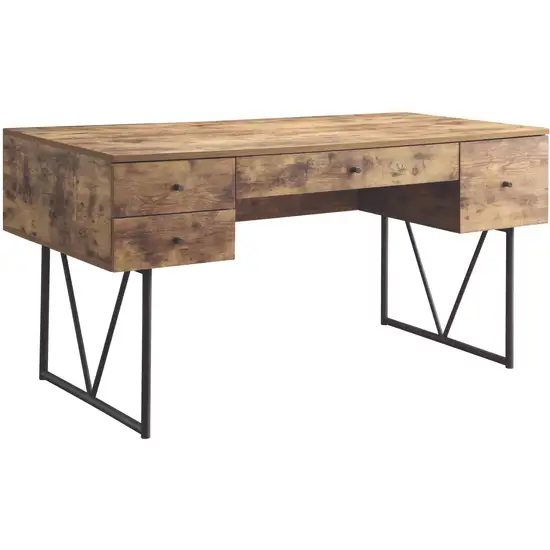 Voguish Style Writing Desk With 4 Drawers, Brown Photo 1