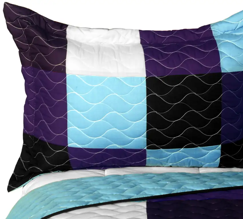 Voilet Diamonds -  3PC Vermicelli - Quilted Patchwork Quilt Set (Full/Queen Size) Photo 3