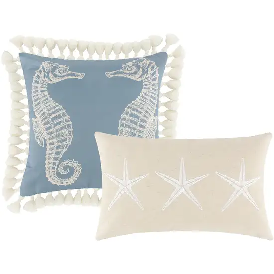 Wade 5 Piece King Quilt Set, Ocean Design, Scalloped Edges, Floral Pattern Photo 4