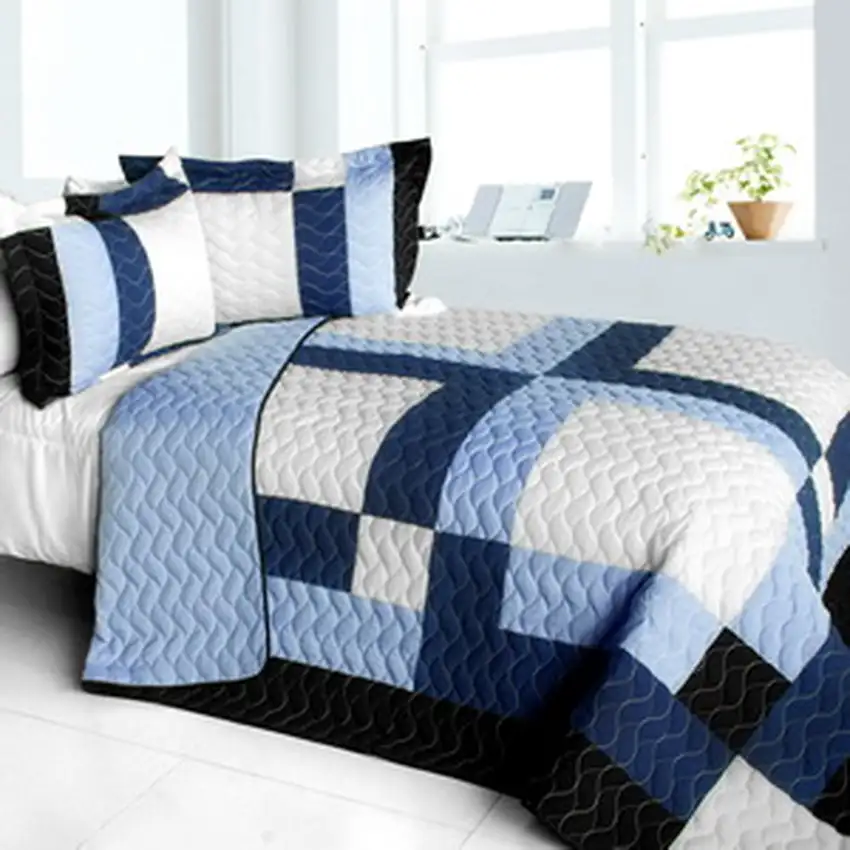 Watermark -  3PC Vermicelli - Quilted Patchwork Quilt Set (Full/Queen Size) Photo 2