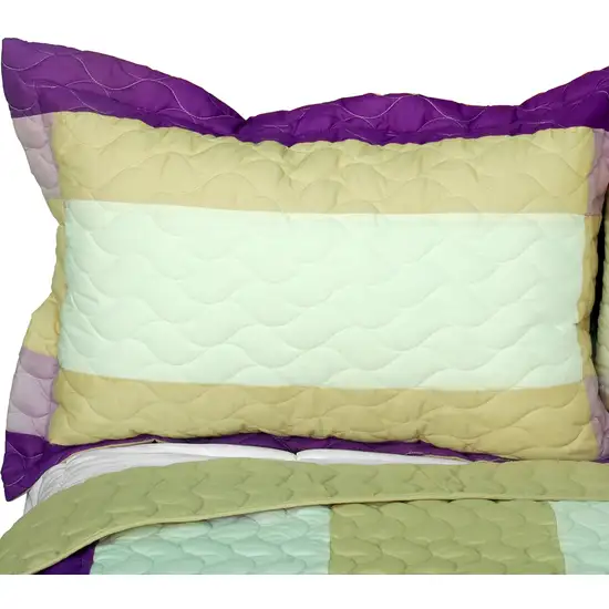 Waves Of Rays  -  3PC Vermicelli-Quilted Patchwork Quilt Set (Full/Queen Size) Photo 2