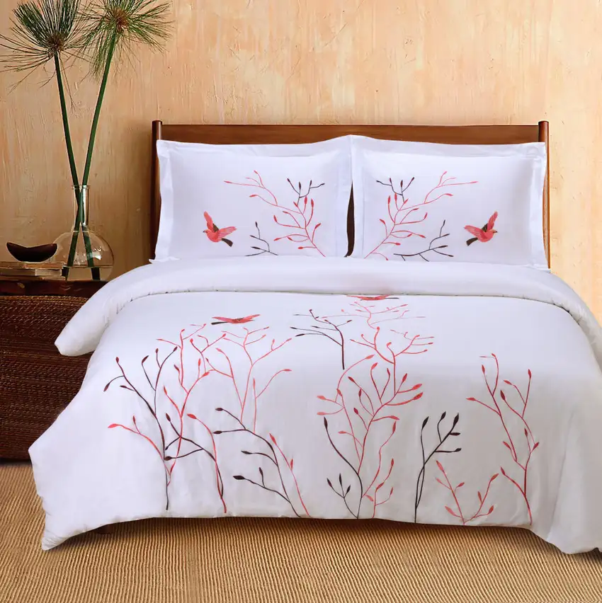 White And Red Queen Cotton Washable Duvet Cover Set With Two Shams Photo 7