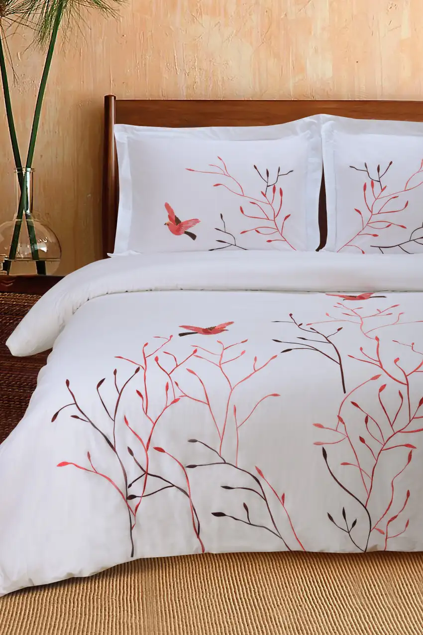 White And Red Queen Cotton Washable Duvet Cover Set With Two Shams Photo 8