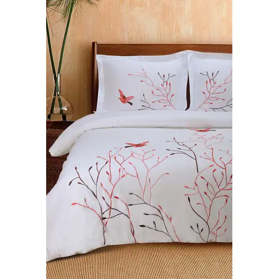 White And Red Queen Cotton Washable Duvet Cover Set With Two Shams Photo 8