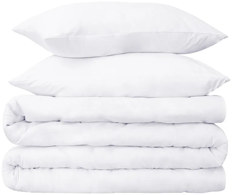 White Cotton Blend 650 Thread Count Washable Duvet Cover Set Photo 1