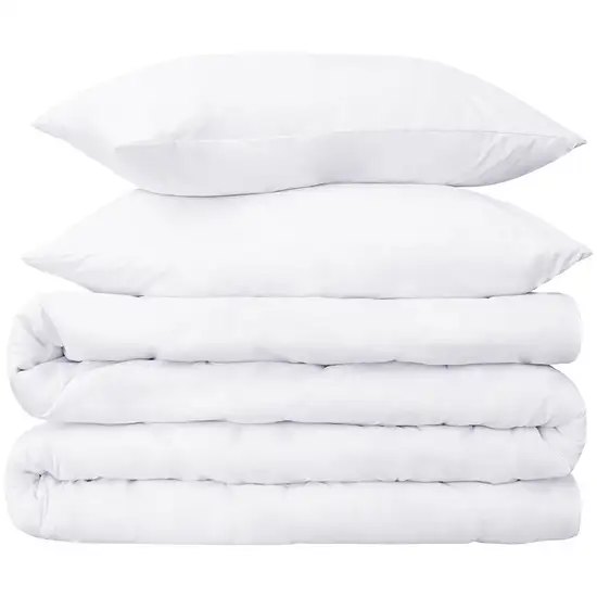 White  Cotton Blend 650 Thread Count Washable Duvet Cover Set Photo 1