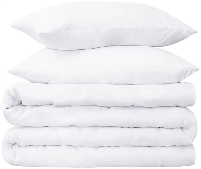 White  Cotton Blend 650 Thread Count Washable Duvet Cover Set Photo 1