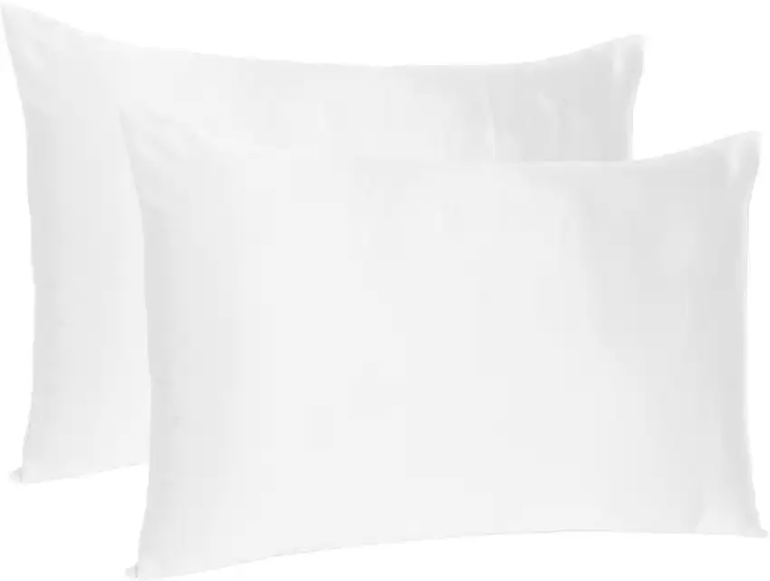 White Dreamy Set Of 2 Silky Satin Standard Pillowcases Photo 5