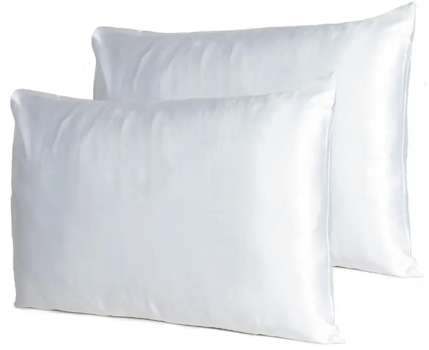 White Dreamy Set Of 2 Silky Satin Standard Pillowcases Photo 7
