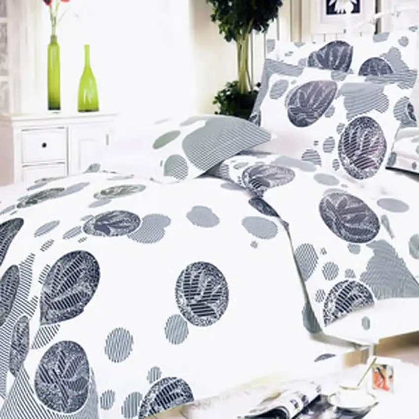 White Gray Marbles -  100% Cotton 5PC Comforter Set (Full Size) Photo 2