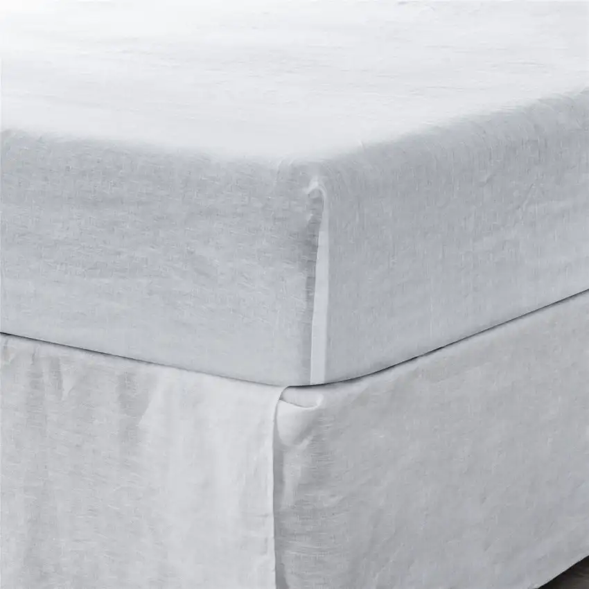 White Linen Full Double Fitted sheet Photo 3