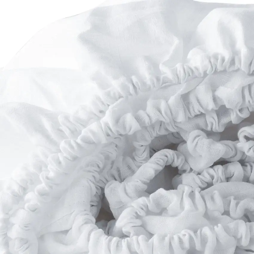 White Linen Full Double Fitted sheet Photo 2